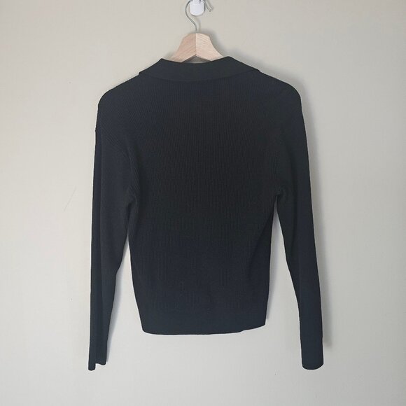 Uniqlo Washable Knit Ribbed Polo Sweater - 2024 - Black - Sz XS - NWT - Picture 3 of 13